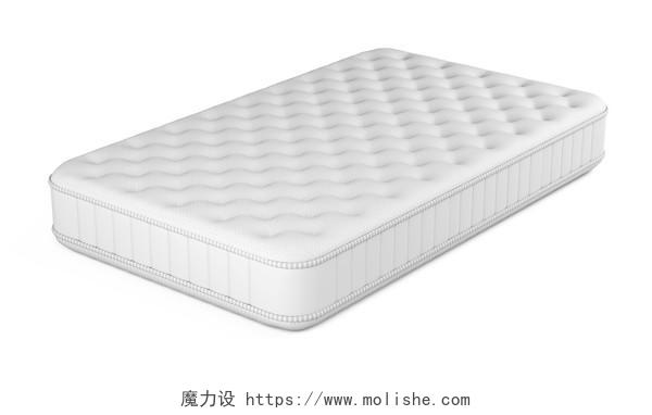白色背景下白色的床垫3D图
